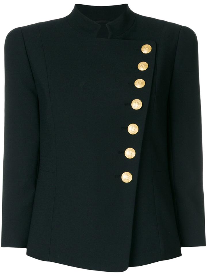 Pierre Balmain Asymmetric Button Jacket - Black