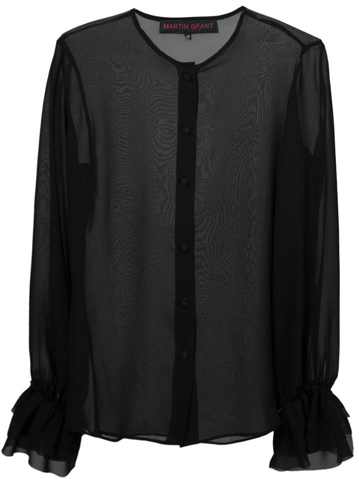 Martin Grant Ruffle Sleeve Shirt - Black