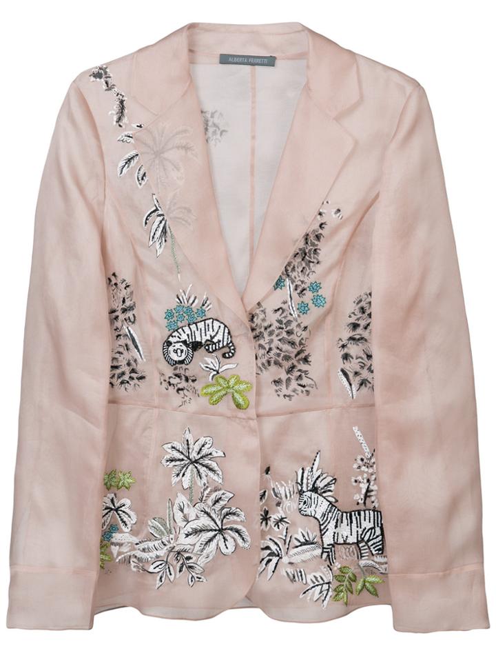 Alberta Ferretti Semi-sheer Embellished Tulle Jacket - Nude & Neutrals