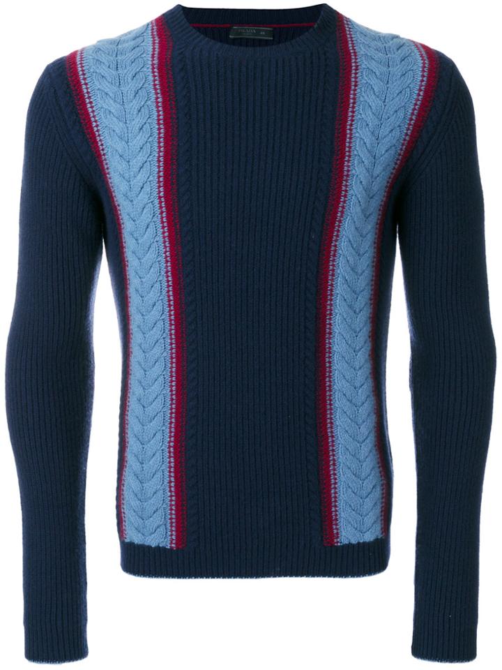 Prada Cable Knit Detail Jumper - Blue