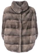 Liska Romea Slit Sleeves Fur Jacket - Grey