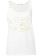 Pierre Balmain Metallic Print Vest Top, Women's, Size: 36, White, Cotton