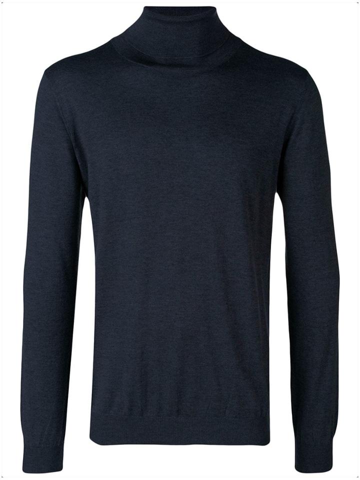 Laneus Roll-neck Fitted Sweater - Blue