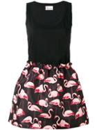 Red Valentino - Flamingo Print Dress - Women - Cotton/polyester - Xs, Black, Cotton/polyester