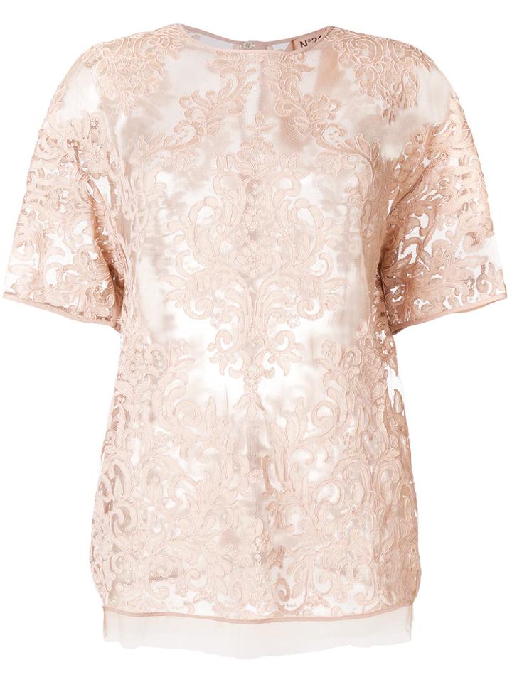 No21 Shortsleeved Lace T-shirt - Pink & Purple