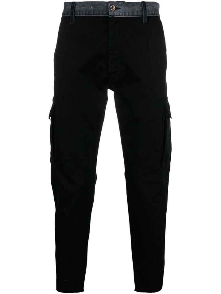 Overcome Denim-waistband Cargo Trousers - Black