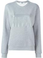 Msgm Logo Print Sweatshirt, Women's, Size: Medium, Grey, Cotton/viscose