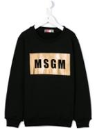 Msgm Kids Logo Print Sweatshirt, Girl's, Size: 10 Yrs, Black