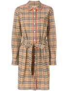 Burberry Contrast Piping Check Dress - Brown