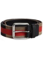 Burberry Striped Check Jute Cotton Belt - Red