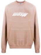 Msgm Distressed Upturned Logo Sweater - Brown