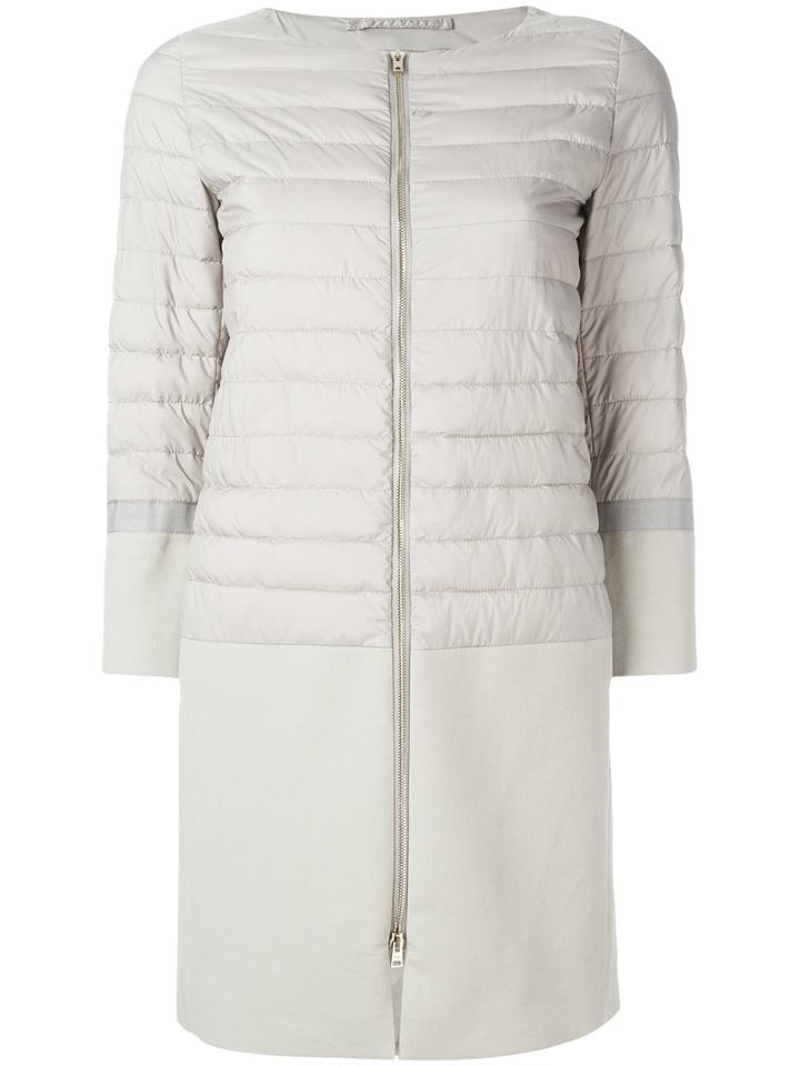 Herno Zipped Padded Parka, Women's, Size: 48, Grey, Polyamide/polyurethane/polyester/cotton