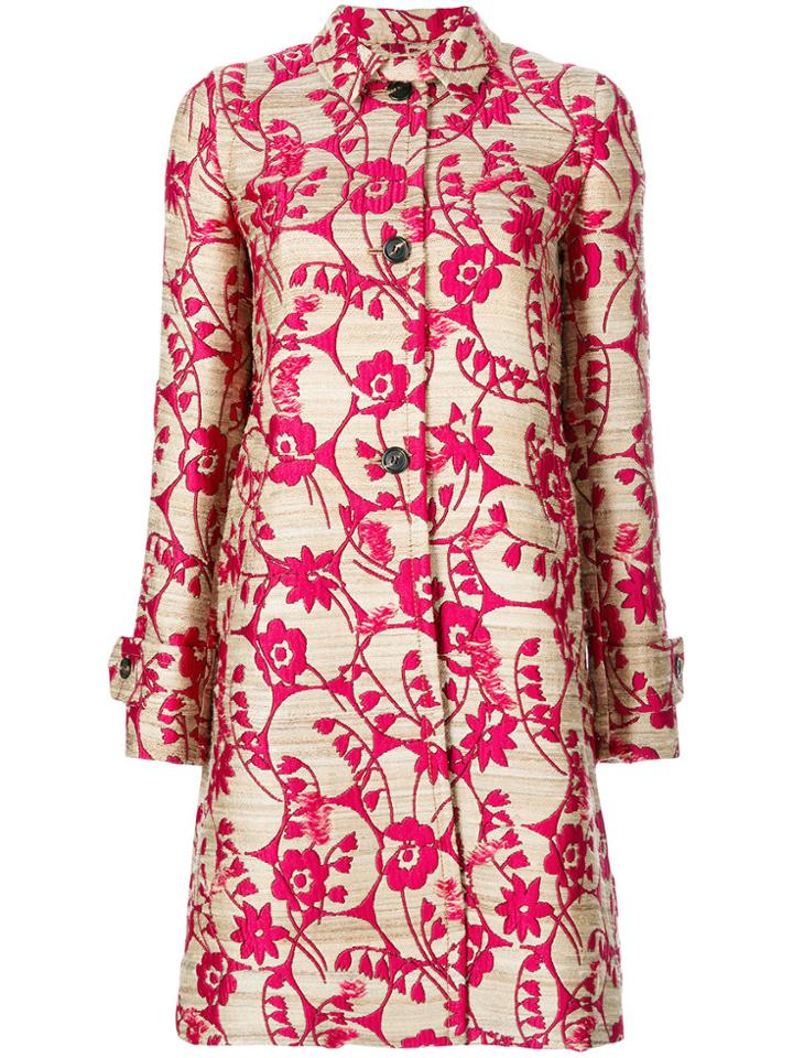 Valentino Flower Jacquard Coat - Nude & Neutrals
