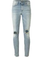 Saint Laurent Ripped Skinny Jeans, Women's, Size: 26, Blue, Cotton/polyurethane