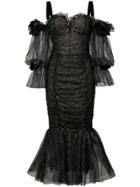 Marchesa Tulle Midi Tea Dress - Black