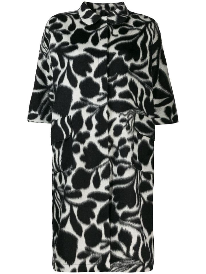 Sara Lanzi Graphic Print Midi Coat - Black
