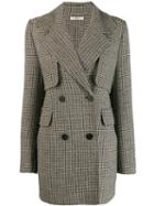 Odeeh Houndstooth Double-breasted Coat - Brown
