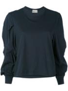 Kolor - Gathered Sleeve Top - Women - Cotton - 3, Blue, Cotton