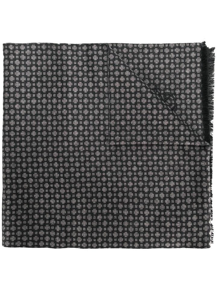 Canali Embroidered Scarf - Black