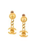 Chanel Vintage Cc Turnlock Drop Clip-on Earrings
