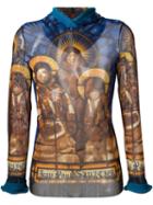 Jean Paul Gaultier Vintage Sheer Vitral Print Top, Women's, Size: Medium, Brown