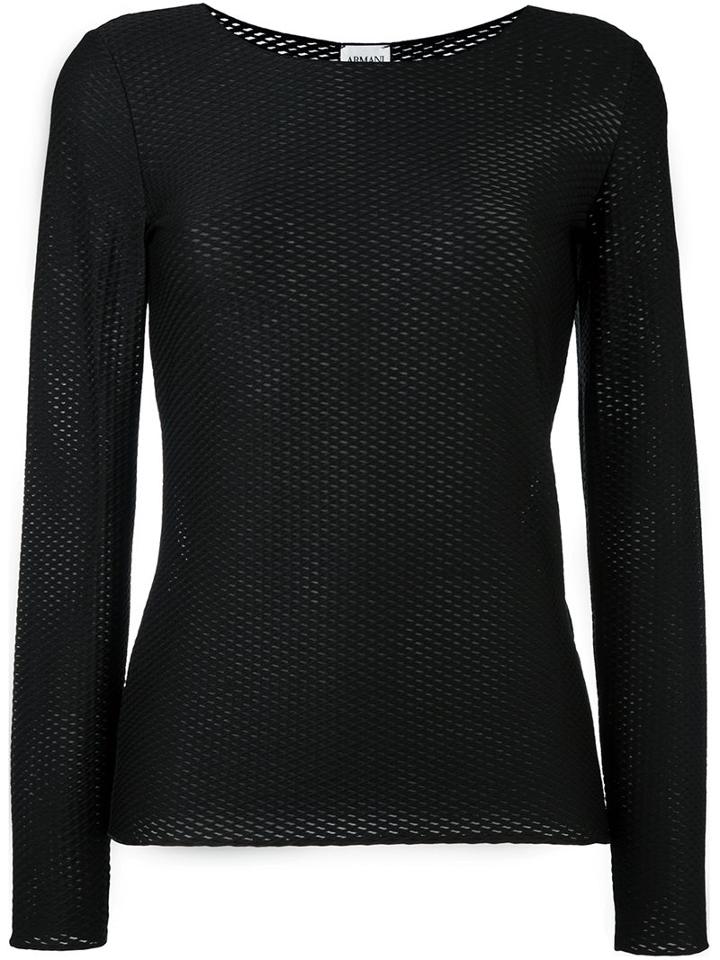 Armani Collezioni Honeycomb Knit Top, Women's, Size: 42, Grey, Polyamide/spandex/elastane
