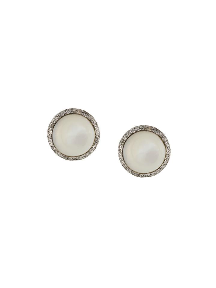 Carolina Bucci 18kt Gold And Pearl Stud Earrings - White