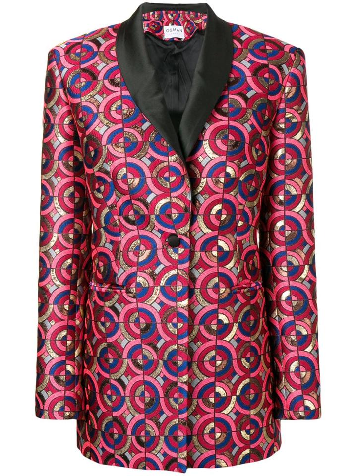 Osman Metallic-jacquard Blazer - Red