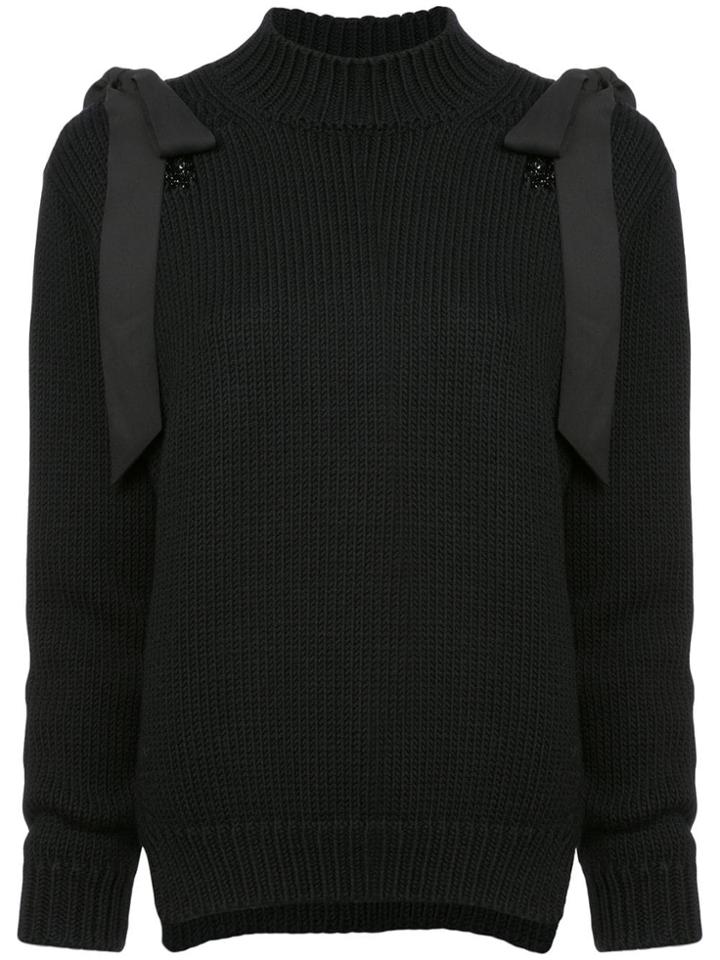 Simone Rocha Bow Embellished Sweater - Black