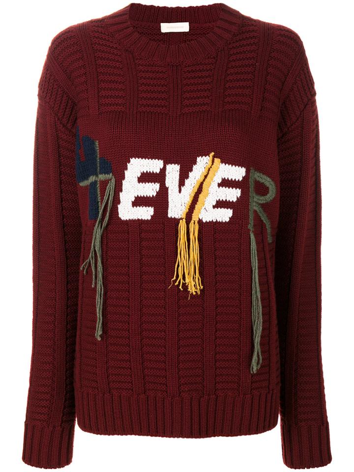 Wunderkind Crew Neck Knitted Jumper - Red