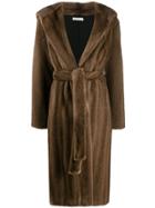 Inès & Maréchal Hooded Fur Coat - Brown