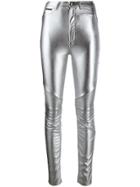 Philipp Plein High-waisted Biker Trousers - Silver