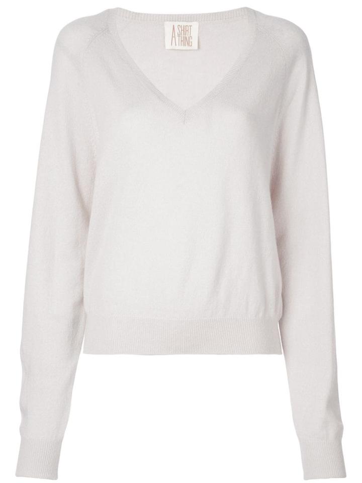 A Shirt Thing V Neck Jumper - Grey