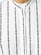 Msgm Brand Stripe Shirt Dress - White