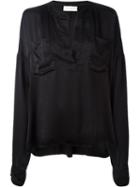Faith Connexion Front Pocket Blouse, Women's, Size: S, Black, Silk