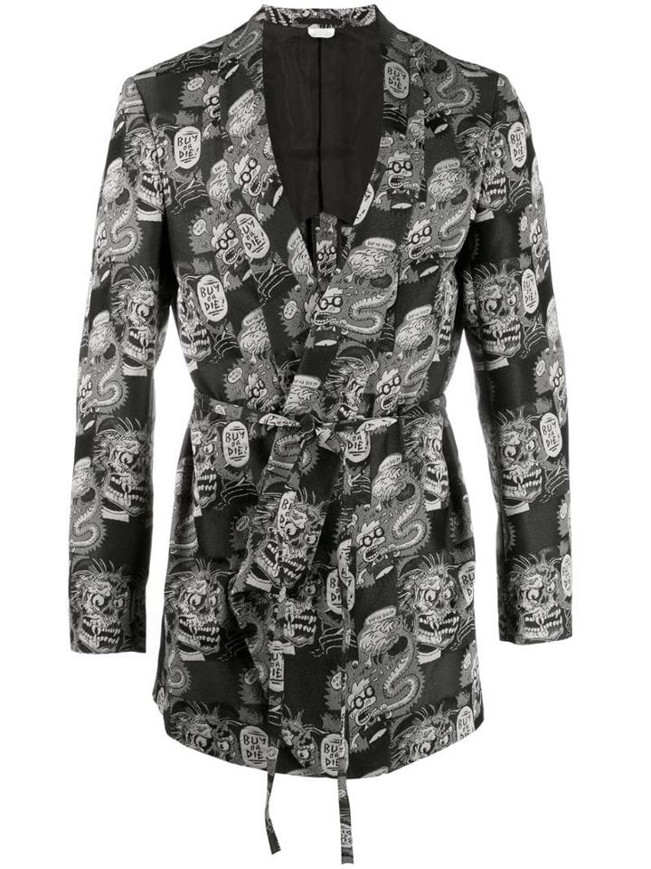 Comme Des Garçons Homme Plus Graphic Print Blazer - Black