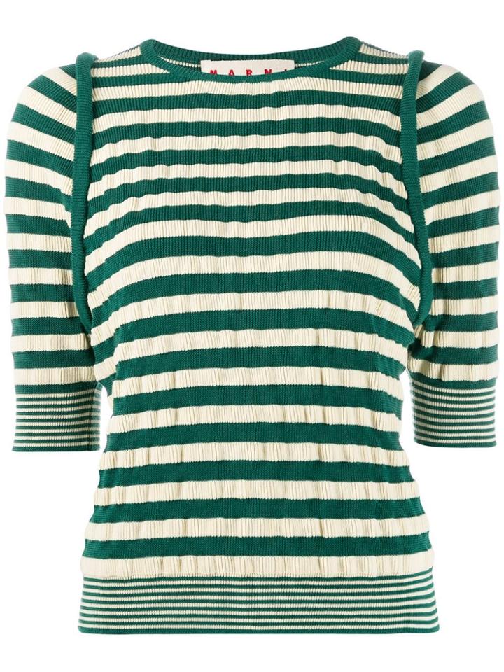 Marni Stripped Knitted Top - Green