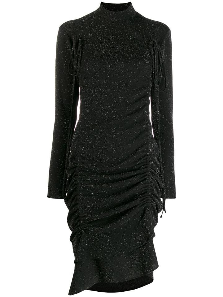 Almaz Gathered Drawstring Midi Dress - Black