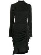 Almaz Gathered Drawstring Midi Dress - Black