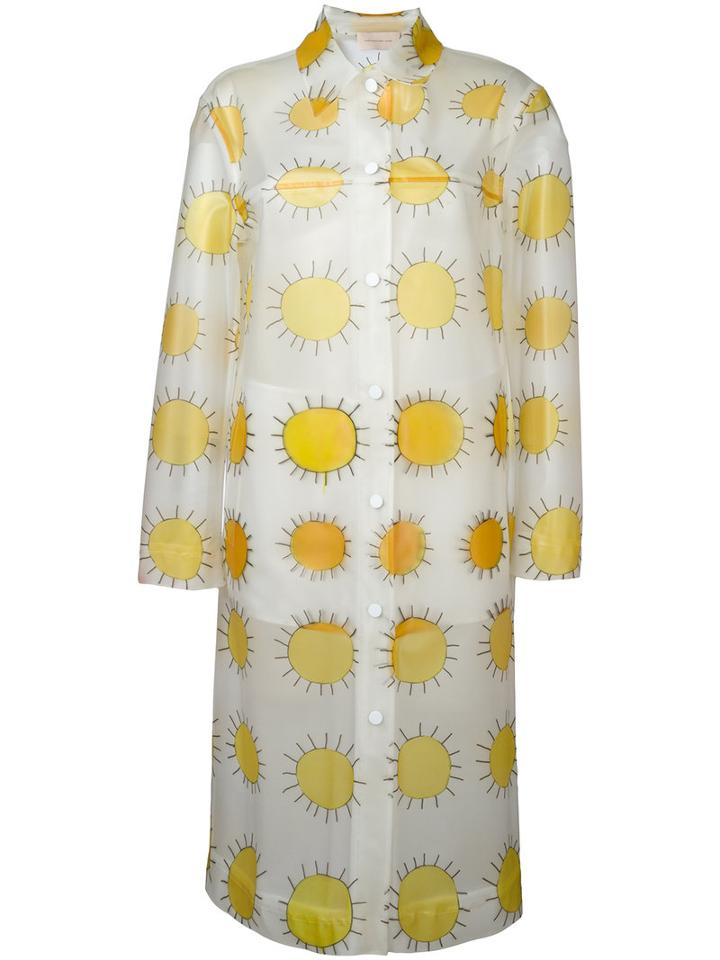 Christopher Kane - Allover Printed Sun Waterproof Coat - Women - Polyester - 40, White, Polyester