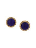 Chanel Vintage Twist Edge Round Earrings - Blue
