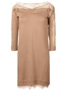 Twin-set Lace Trim Jumper Dress - Nude & Neutrals