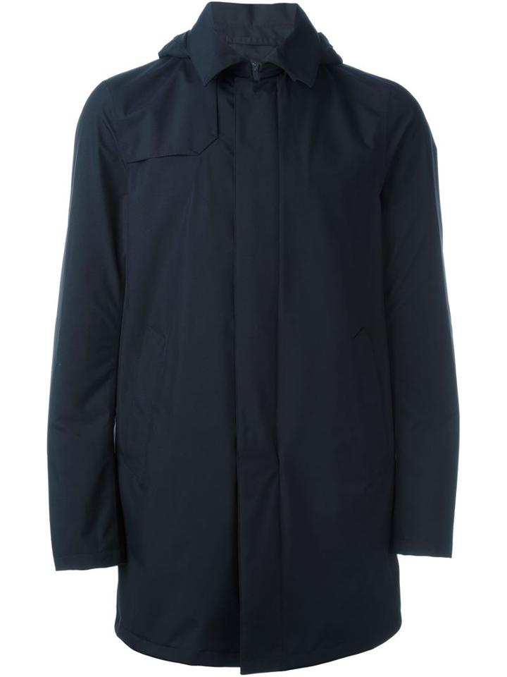 Herno Hooded Jacket, Men's, Size: 50, Blue, Polyester/polytetrafluoroethylene Ptfe
