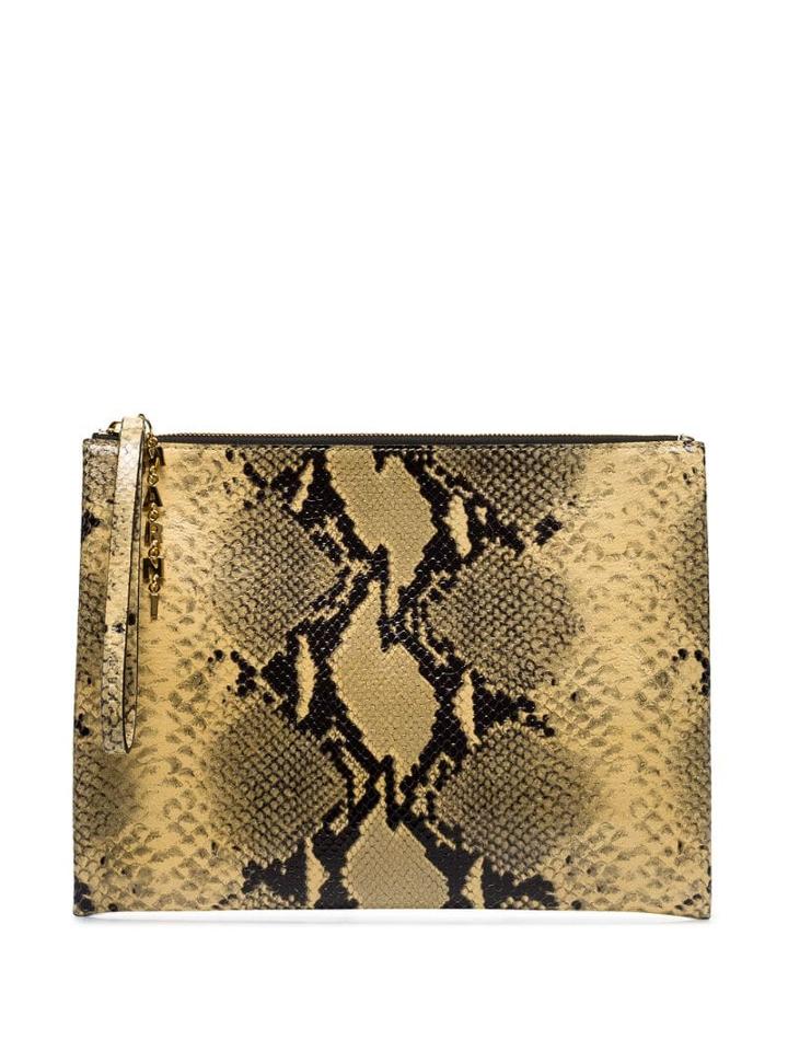 Marni Snakeskin Effect Clutch Bag - Neutrals