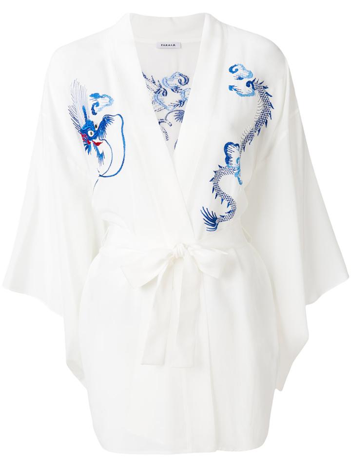 P.a.r.o.s.h. Embroidered Kimono Jacket - White