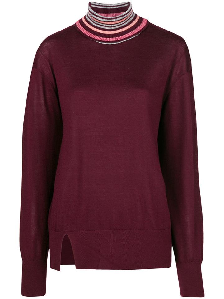 Victoria Victoria Beckham Contrast Trim Turtleneck Sweater - Red