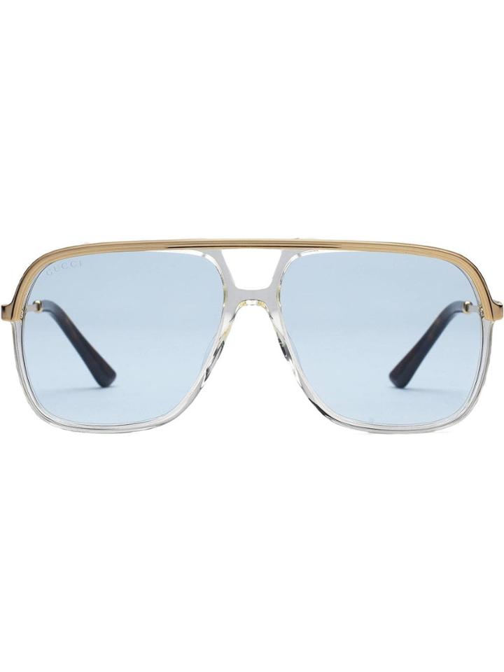 Gucci Eyewear Occhiali Da Sole Rettangolari In Metallo - Metallic