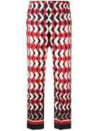F.r.s For Restless Sleepers Geometric Print Cropped Trousers, Women's, Size: Medium, Pink/purple, Silk