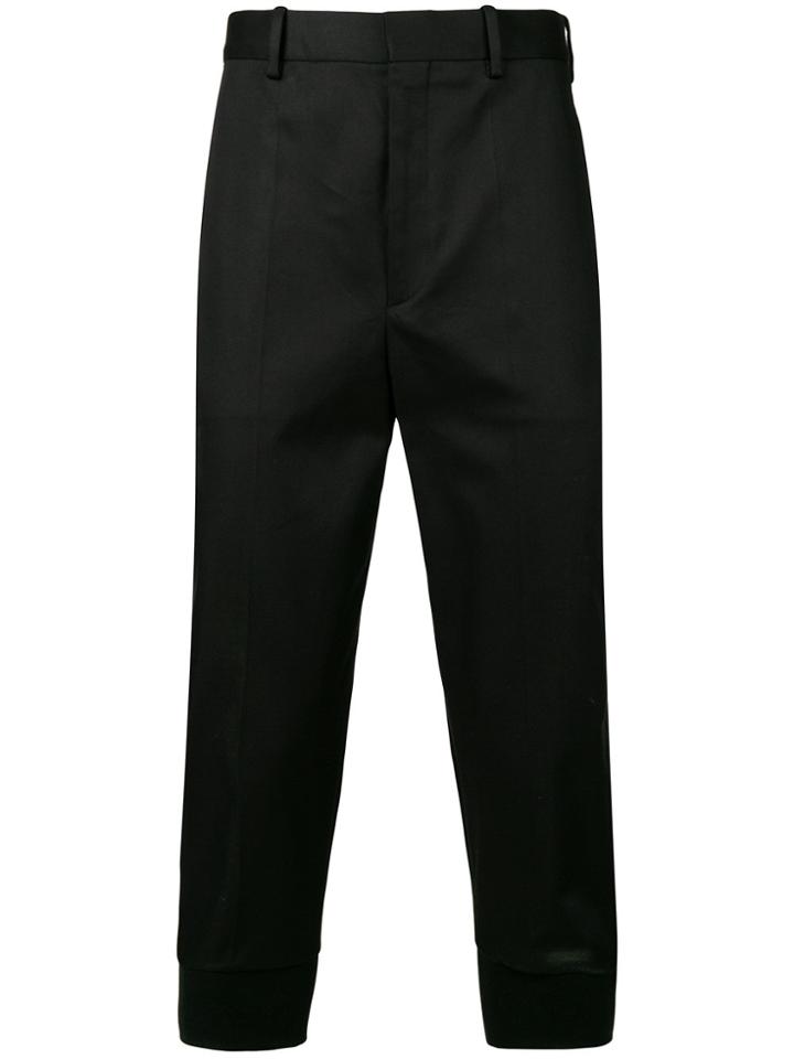 Neil Barrett Cropped High Waisted Trousers - Black