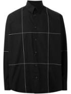 Aganovich Stitched Macro Check Shirt, Men's, Size: 50, Black, Cotton